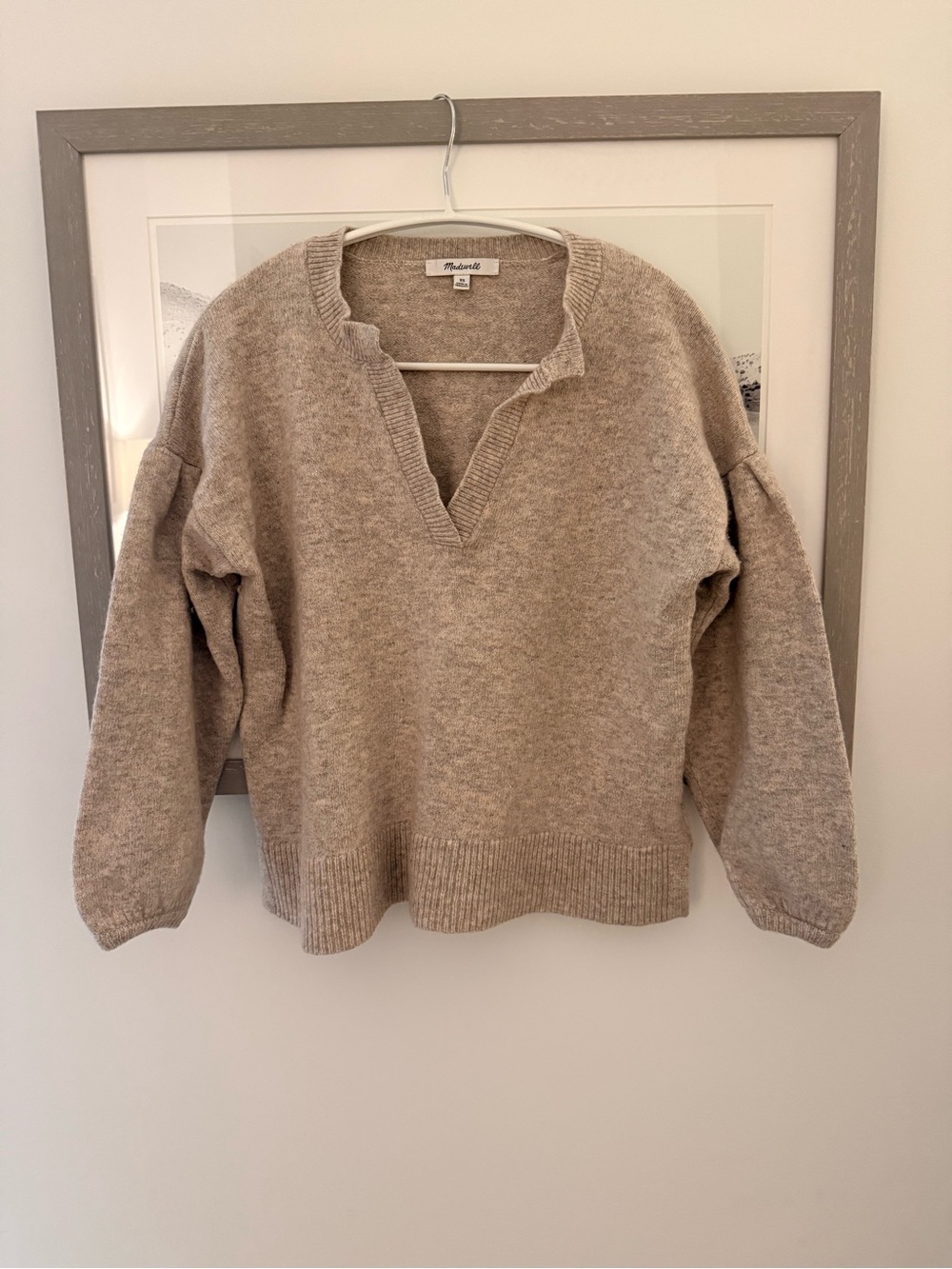 Madewell Neutral Taupe V-Neck Cozy Knit Sweater size XS